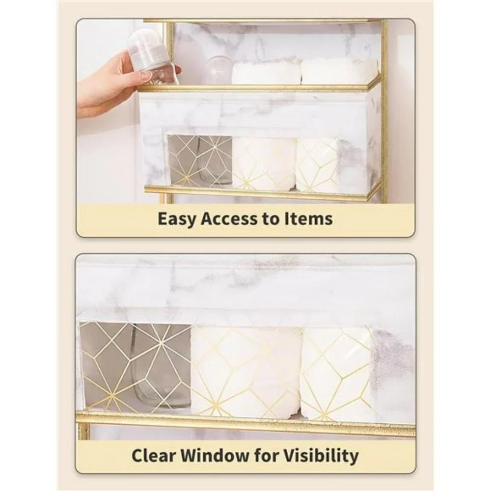 Over Door Hanging Organizer 5 Shelf Marble Closet Storage for Bathroom Nursery